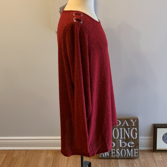 💰NWT 2 DYE 4 Burgundy Lightweight Knit Sweater 3X - Picture 3 of 10